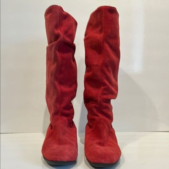 MARTINO Red Suede Slouchy Boots Size 9 - Picture 4 of 13